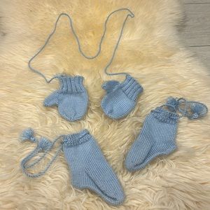 Baby Handmade Crochet Mittens and Booties Matching Set
